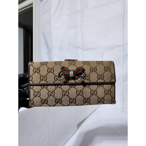GUCCI Monogram Princy Continental Wallet Brown/Beige - Picture 1 of 11